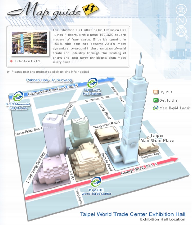Map Guide to Taipei World Trade Center Hall 1